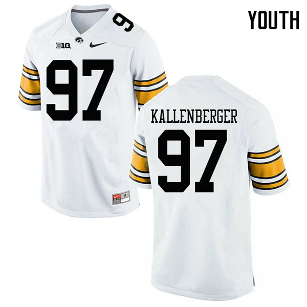 Youth #97 Jack Kallenberger Iowa Hawkeyes College Football Jerseys Sale-White